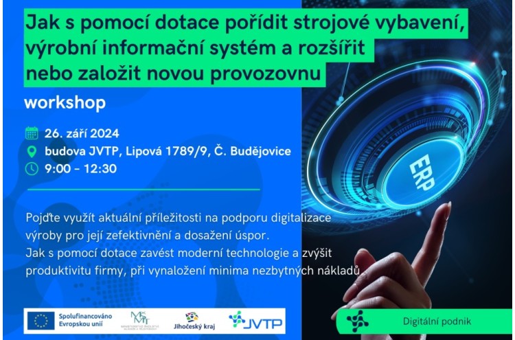 Jak s pomocí dotace pořídit strojové vybavení, výrobní informační systém a rozšířit nebo založit novou provozovnu